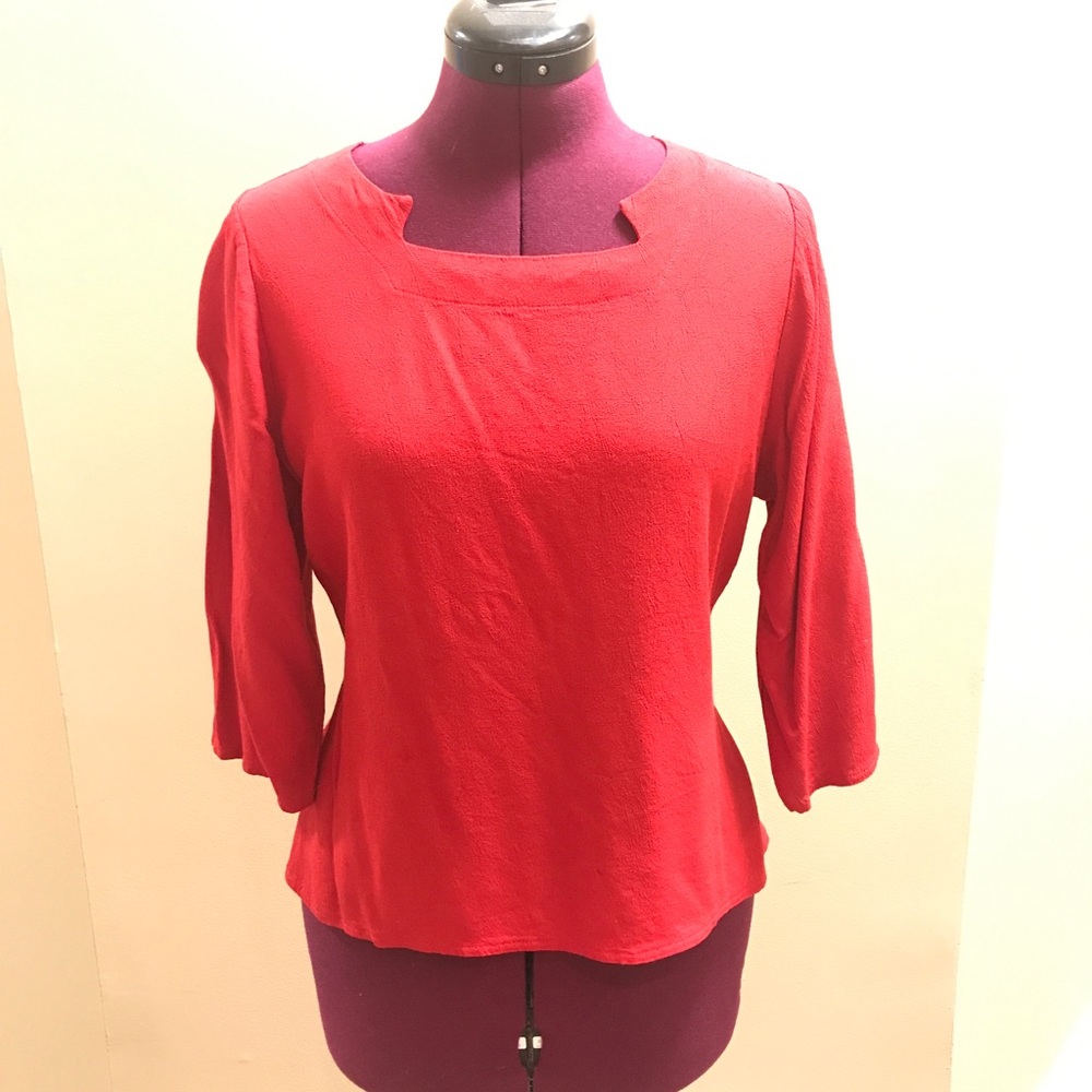 Three quarter sleeve square neck handmade top